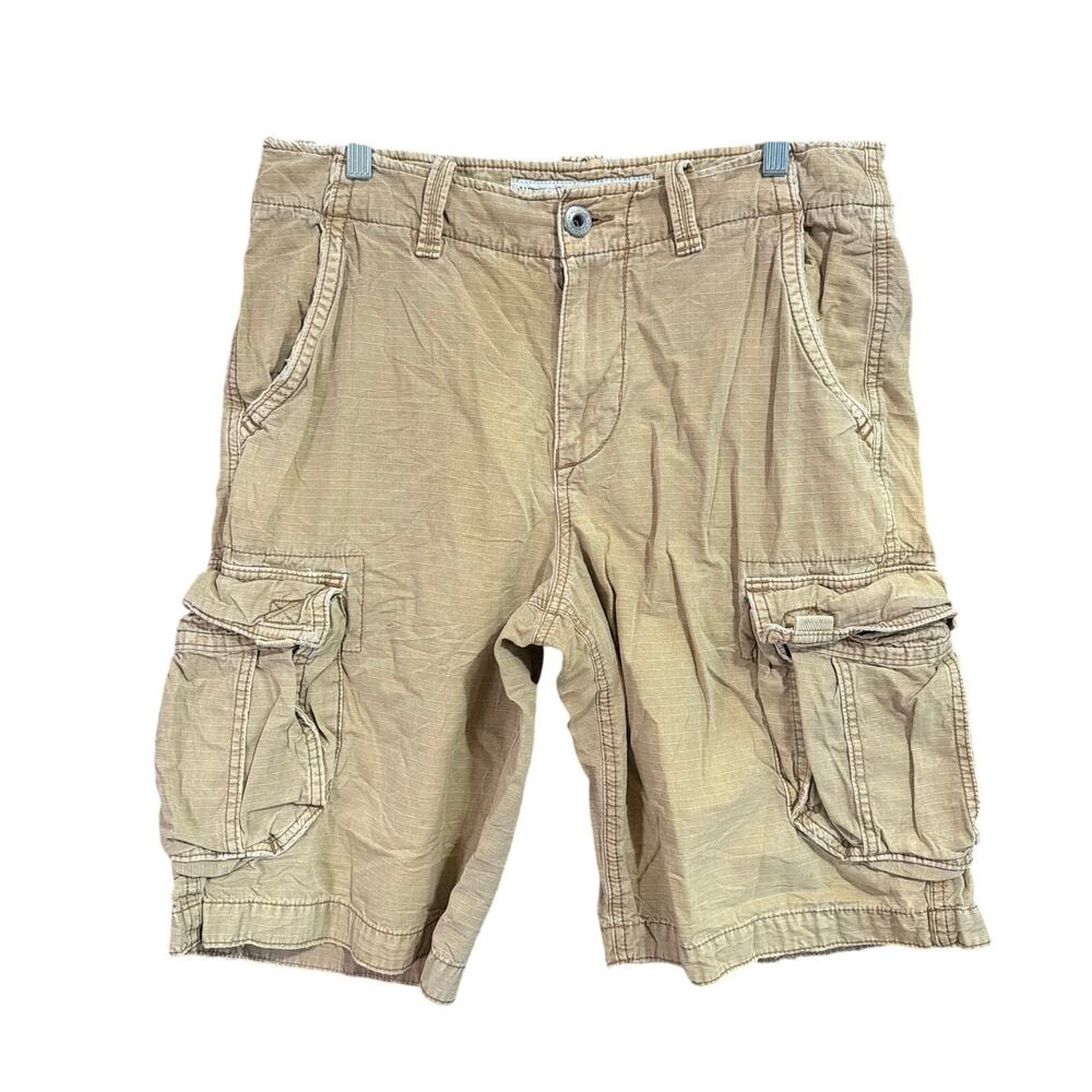 American Eagle Outfitters Mens Shorts Tan Cargo Longer Lenght 32
